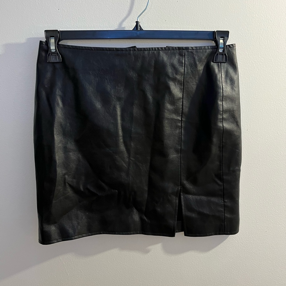 Leather mini skirt